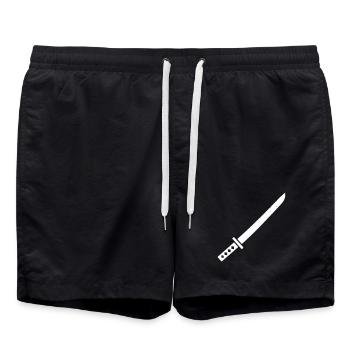 Katana Schwert Samurai Japan Waffe Vektor - Badeshorts - Schwarz - Vorne - AI Model Male 185 light (185cm)