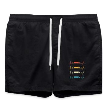 Truck Heartbeat Road Fahrer-Geschenk - Badeshorts - Schwarz - Vorne - AI Model Male 185 light (185cm)