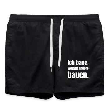 Ich baue, worauf andere bauen. - Badeshorts - Schwarz - Vorne - AI Model Male 185 light (185cm)
