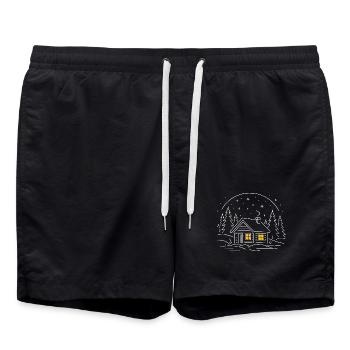 Cabane nocturne en forêt étoilée - Short de bain - noir - Devant - AI Model Male 185 light (185cm)