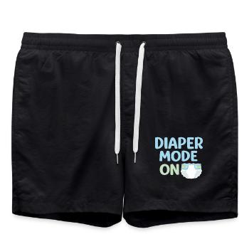DIAPER MODE ON Shirt – Baby & Eltern Design - Badeshorts - Schwarz - Vorne - AI Model Male 185 light (185cm)