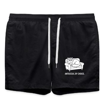 Antisocial by Choice Katze Geschenk - Badeshorts - Schwarz - Vorne - AI Model Male 185 light (185cm)