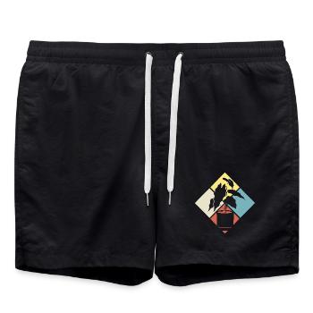 Retro Pflanzenliebhaber Pflanzen Sukkulenten - Badeshorts - Schwarz - Vorne - AI Model Male 185 light (185cm)