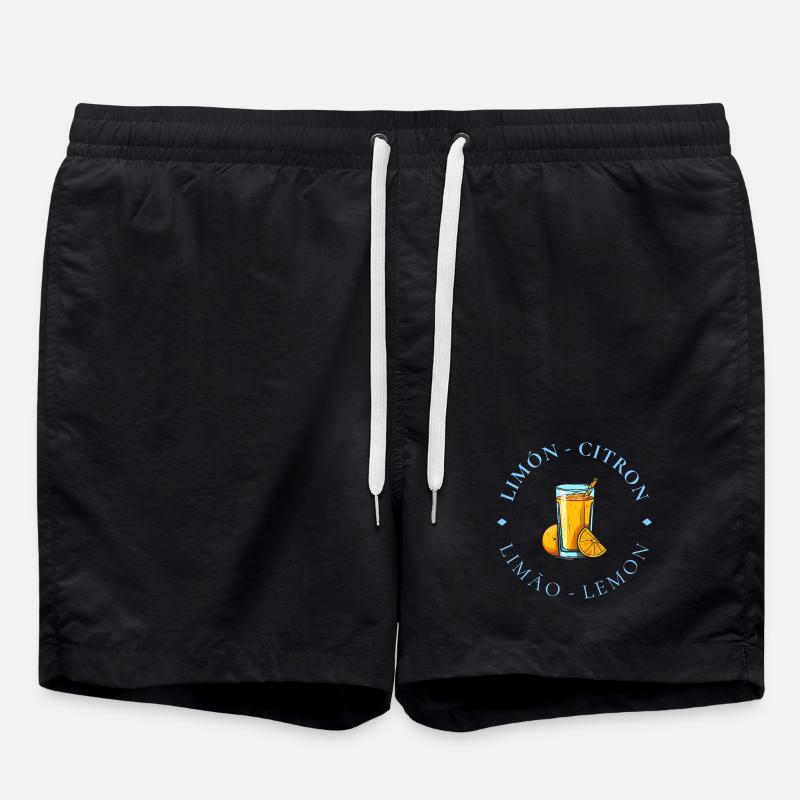 Lemonade Citrus Circle Logo - Swim Trunks - black