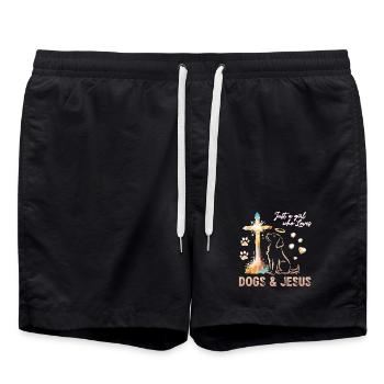 Hunde Liebe Jesus Lichtkreuz - Badeshorts - Schwarz - Vorne - AI Model Male 185 light (185cm)