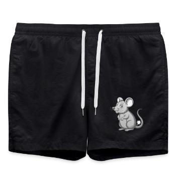 Furzende Maus furzen pupsen Pups Furz Mäuschen - Badeshorts - Schwarz - Vorne - AI Model Male 185 light (185cm)