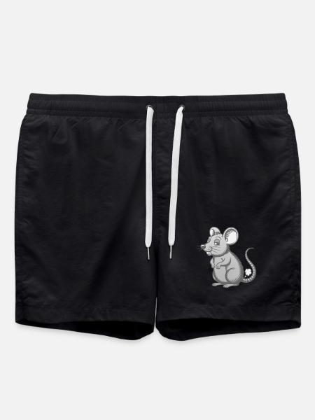 Furzende Maus furzen pupsen Pups Furz Mäuschen - Badeshorts - Schwarz