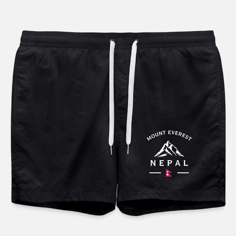 Everest Nepal Mountain Logo T-Shirt - Swim Trunks - black