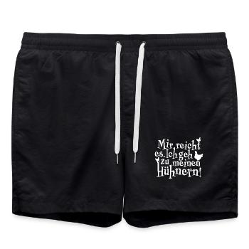 Hühner Fans -  Hahn - Gockel - Küken - Badeshorts - Schwarz - Vorne - AI Model Male 185 light (185cm)