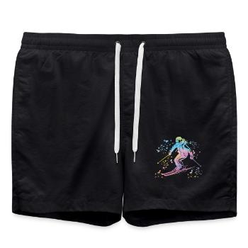 Alpin Ski Wintersport Nordischer Skilauf - Badeshorts - Schwarz - Vorne - AI Model Male 185 light (185cm)
