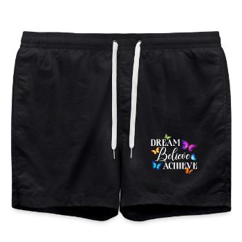 Jardin inspirant des papillons monarques - Short de bain - noir - Devant - AI Model Male 185 light (185cm)