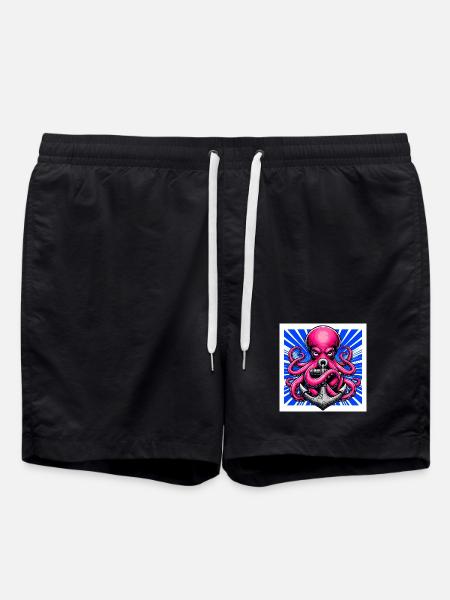 Octopus embraces an Anchor - Swim Trunks - black