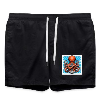 Un Poulpe embrasse une Ancre - Short de bain - noir - Devant - AI Model Male 185 light (185cm)