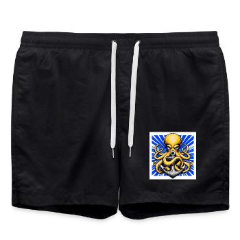 Un Poulpe embrasse une Ancre - Short de bain - noir - Devant - AI Model Male 185 light (185cm)