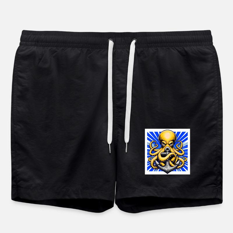 Octopus embraces an Anchor - Swim Trunks - black