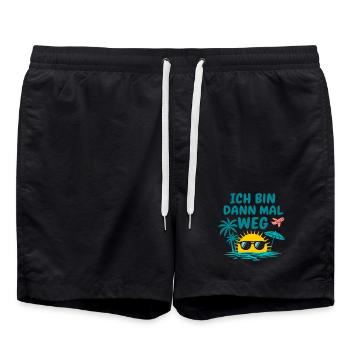 Urlaub Bin Dann Mal Weg Reise Sonne Strand Idee - Badeshorts - Schwarz - Vorne - AI Model Male 185 light (185cm)