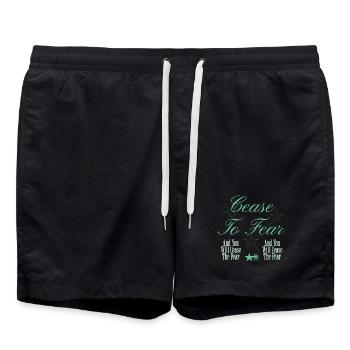 Angst Besiegen Spruch Design - Badeshorts - Schwarz - Vorne - AI Model Male 185 light (185cm)