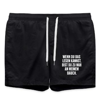 Wenn Du Lesen Kannst Bauch Spruch - Badeshorts - Schwarz - Vorne - AI Model Male 185 light (185cm)