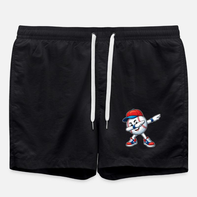 Dabbing Baseball - Swim Trunks - black