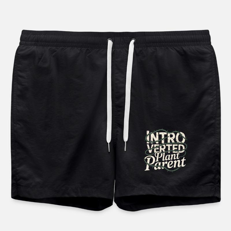 Introverted Plant Parent - Swim Trunks - black