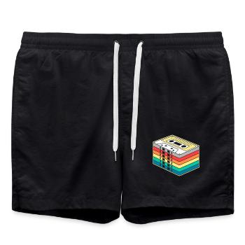 Bande cassette arc-en-ciel vibrante - Short de bain - noir - Devant - AI Model Male 185 light (185cm)