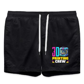 3D Druck Crew Maker Space Robotik Team Lustig - Badeshorts - Schwarz - Vorne - AI Model Male 185 light (185cm)