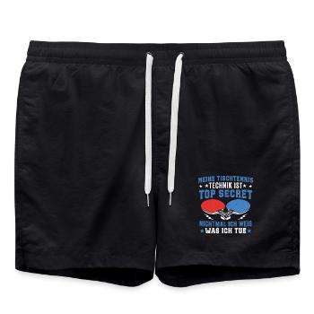 Meine tischtennis Technik Is Top Secret - Badeshorts - Schwarz - Vorne - AI Model Male 185 light (185cm)