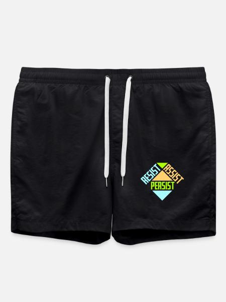 Resist Assist Persist Activism Motivation Logo - Swim Trunks - black