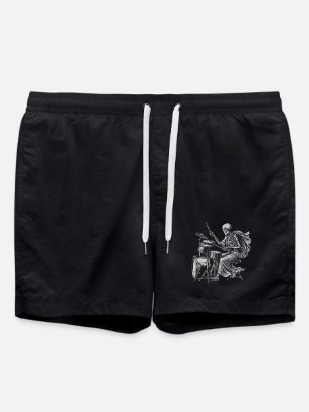 Skeleton Drummer with Cape - Swim Trunks - black