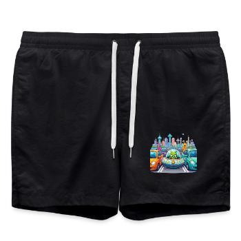 Aliens im Stadtverkehr - Badeshorts - Schwarz - Vorne - AI Model Male 185 light (185cm)