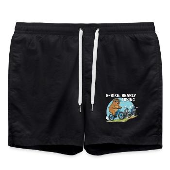 E-Bike versucht kaum Funny Grizzly - Badeshorts - Schwarz - Vorne - AI Model Male 185 light (185cm)
