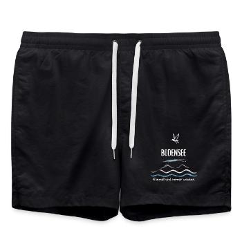 Bodensee Wellen und Möwe schwäbisches Meer - Badeshorts - Schwarz - Vorne - AI Model Male 185 light (185cm)