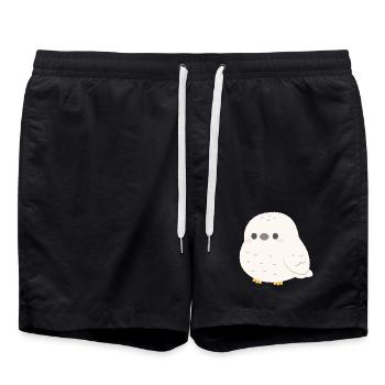 Schneeeulen-Kuschelzauber - Badeshorts - Schwarz - Vorne - AI Model Male 185 light (185cm)