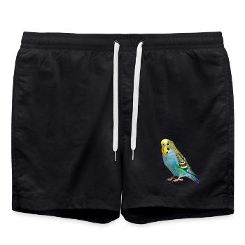 Wellensittich Vogel Geschenk - Badeshorts - Schwarz - Vorne - AI Model Male 185 light (185cm)