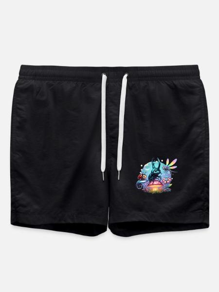 Cute Metallic Scarab and Friends - Swim Trunks - black