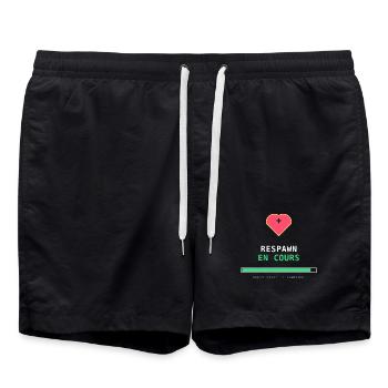 Respawn im Gange – Retro Gamer Pixel Art - Badeshorts - Schwarz - Vorne - AI Model Male 185 light (185cm)
