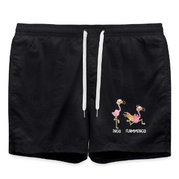 Ingo & Flammingo – Lustige Flamingos - Badeshorts - Schwarz - Vorne - AI Model Male 185 light (185cm)