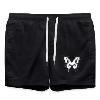 Schmetterling in weißen Tintensplittern - Badeshorts - Schwarz - Vorne - AI Model Male 185 light (185cm)