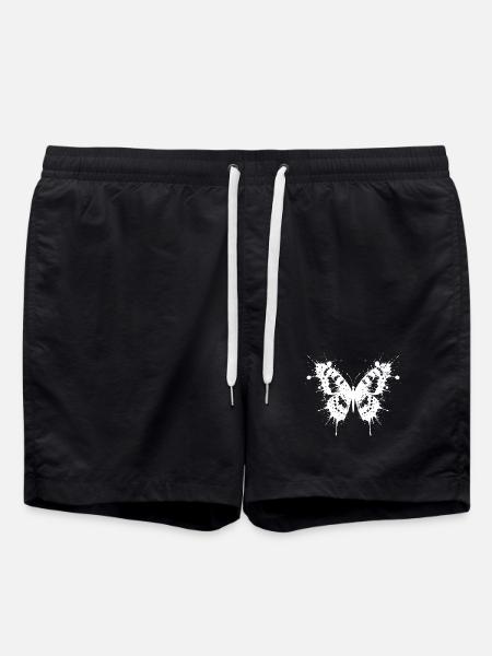 Butterfly in white ink chips - Swim Trunks - black