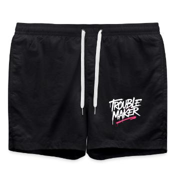 Troublemaker Frechdachs Rabauke Geschwister Kinder - Badeshorts - Schwarz - Vorne - AI Model Male 185 light (185cm)