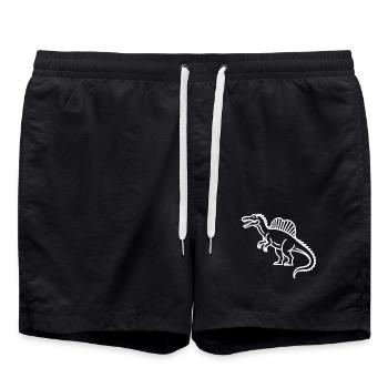 Monochrom Linien-Dino Stegosaurus - Badeshorts - Schwarz - Vorne - AI Model Male 185 light (185cm)