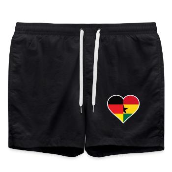 Deutschland und Ghana Herz - Badeshorts - Schwarz - Vorne - AI Model Male 185 light (185cm)