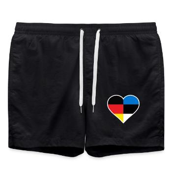 Deutschland und Estland Herz - Badeshorts - Schwarz - Vorne - AI Model Male 185 light (185cm)