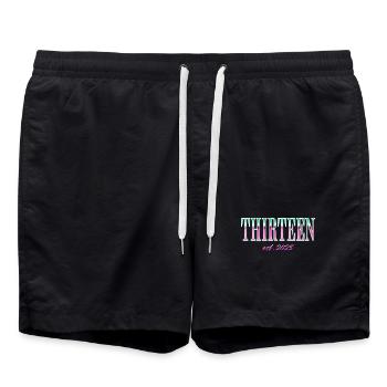 Thirteen Est. 2025 Boys Girls Official Teenager - Swim Trunks - black - Front - AI Model Male 185 light (185cm)