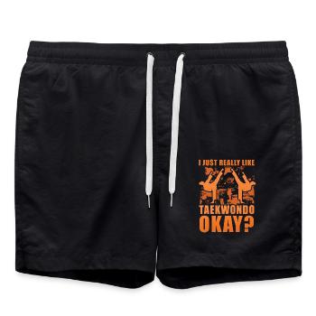 Ich mag Taekwondo einfach sehr, okay? - Badeshorts - Schwarz - Vorne - AI Model Male 185 light (185cm)