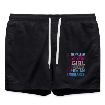 Il m’a appelé une fille faible, je l’ai appelé une ambulance - Short de bain - noir - Devant - AI Model Male 185 light (185cm)