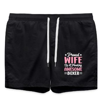Fière épouse d’un boxeur génial - Short de bain - noir - Devant - AI Model Male 185 light (185cm)