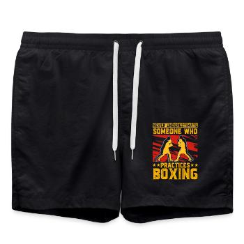 Ne sous-estimez jamais quelqu’un qui pratique la boxe - Short de bain - noir - Devant - AI Model Male 185 light (185cm)