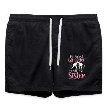 My favorite Wrestler calls me Sister - Swim Trunks - black - Front - AI Model Male 185 light (185cm)