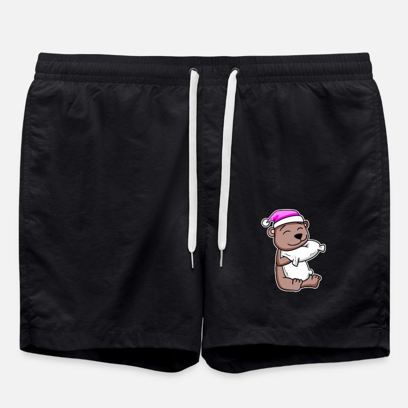 Bear tired sleep in - Swim Trunks - black